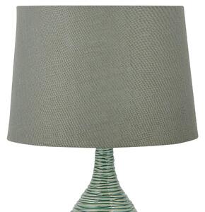 Lampa stołowa zielona poliestrowy abażur prążkowana podstawa z ceramiki Atsas Beliani