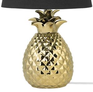 Lampa stołowa ceramiczna złoty ananas z czarnym kloszem Pineapple Beliani