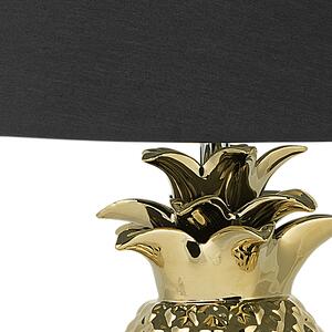 Lampa stołowa ceramiczna złoty ananas z czarnym kloszem Pineapple Beliani