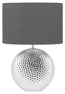 Elegancka lampa stołowa nocna ceramiczna z abażurem srebrna Nasva Beliani
