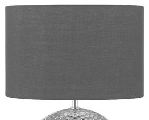 Elegancka lampa stołowa nocna ceramiczna z abażurem srebrna Nasva Beliani