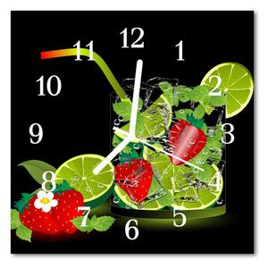 Zegar ścienny kwadrat Limonka truskawki