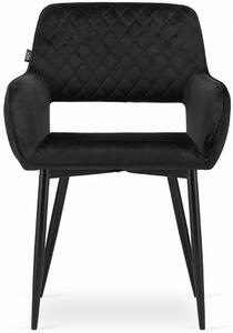 Zestaw 2 czarnych krzeseł welurowych pikowanych - Rones