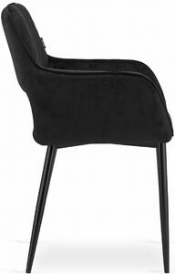 Czarne welurowe krzesło tapicerowane - Rones 3X