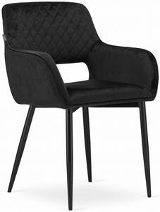 Zestaw 2 czarnych krzeseł welurowych pikowanych - Rones