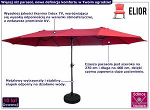 Czerwony potrójny parasol ogrodowy - Heberi