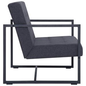 Sofa 2-osobowa z podÅokietnikami, ciemnoszara, stal i tkanina