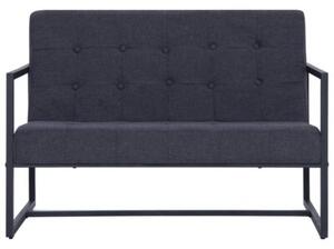 Sofa 2-osobowa z podÅokietnikami, ciemnoszara, stal i tkanina