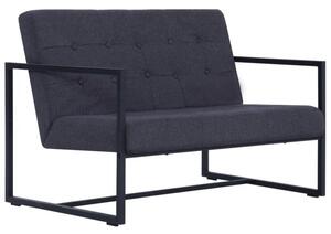 Sofa 2-osobowa z podÅokietnikami, ciemnoszara, stal i tkanina