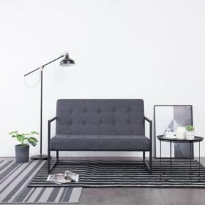 Sofa 2-osobowa z podÅokietnikami, ciemnoszara, stal i tkanina