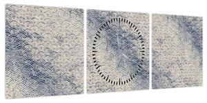 Obraz - Wzór fali (z zegarem) (90x30 cm)