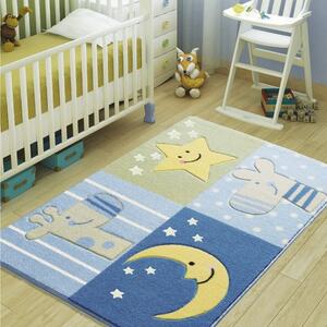 Niebieski dywan dziecięcy Confetti Sleepy, 100x150 cm