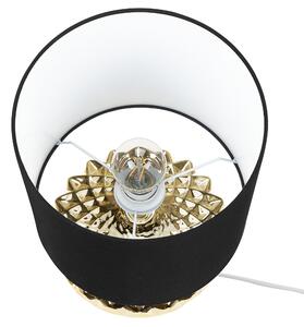 Nowoczesna lampa stołowa 38 cm ceramiczna owalny abażur złota czarna Vaal Beliani