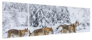 Obraz - Wilki w górach (170x50 cm)