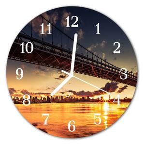 Zegar szklany okrągły Rzeka most