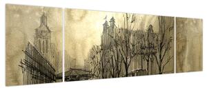 Obraz - Szkic miasta (170x50 cm)