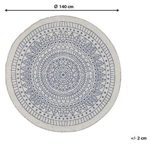 Okrągły dywan z materiału PET orientalny wzór ⌀ 140 cm niebieska mandala Yalak Beliani