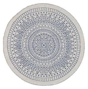 Okrągły dywan z materiału PET orientalny wzór ⌀ 140 cm niebieska mandala Yalak Beliani
