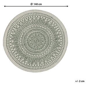 Okrągły dywan z materiału PET orientalny wzór ⌀ 140 cm zielona mandala Yalak Beliani