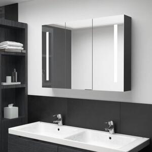 Szafka łazienkowa z lustrem i LED, 89x14x62 cm, lśniąca czerń