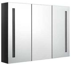 Szafka łazienkowa z lustrem i LED, 89x14x62 cm, lśniąca czerń