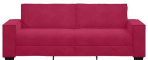 Sofa 3-osobowa, winna czerwieÅ, 220x78x84 cm, obita aksamitem