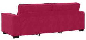 Sofa 3-osobowa, winna czerwieÅ, 220x78x84 cm, obita aksamitem