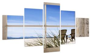 Obraz - Okno z widokiem na plażę (125x70 cm)