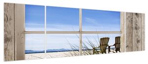 Obraz - Okno z widokiem na plażę (170x50 cm)