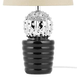 Dekoracyjna lampa stołowa ceramiczna podstawa kaktus czarno-srebrna Velise Beliani