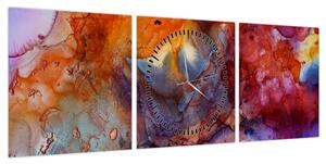 Obraz - Abstrakcyjna sztuka tuszu (z zegarem) (90x30 cm)