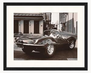 Ręcznie wykonany oprawiony plakat Steve McQueen in His Jaguar