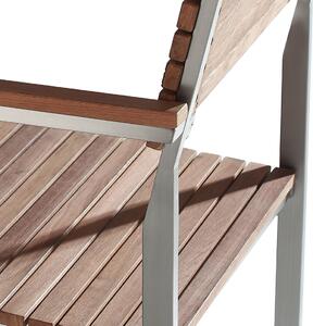 Zestaw 6 krzeseł ogrodowych z podłokietnikami jasne drewno tekowe stal Viareggio Beliani