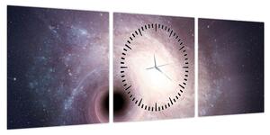 Obraz - Galaktyki spiralne (z zegarem) (90x30 cm)