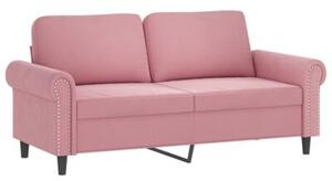 Sofa 2-osobowa z poduszkami, rÃ³Å¼owa, 140 cm, aksamit