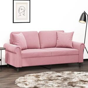 Sofa 2-osobowa z poduszkami, rÃ³Å¼owa, 140 cm, aksamit