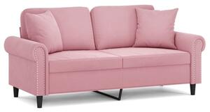 Sofa 2-osobowa z poduszkami, rÃ³Å¼owa, 140 cm, aksamit