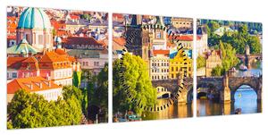 Obraz - Praga II. (z zegarem) (90x30 cm)