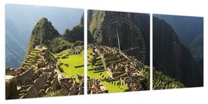 Obraz - Machu Picchu (z zegarem) (90x30 cm)