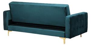 Modułowa sofa rozkładana 3-osobowa pikowana welurowa zielona Aberdeen Beliani