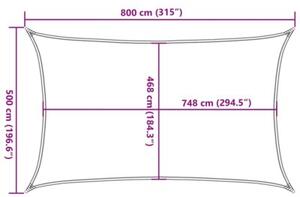 Żagiel przeciwsłoneczny, jasnoszary, 8x5 m, 100% poliester