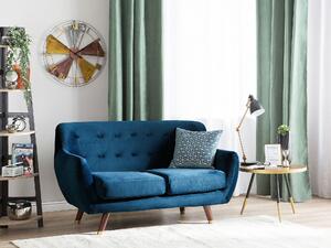Sofa dwuosobowa kanapa retro pikowana welurowa poliester niebieskim Bodo Beliani
