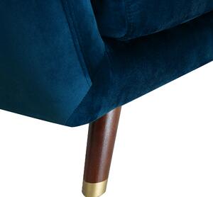 Sofa trzyosobowa kanapa retro pikowana tapicerowana welurowa niebieska Bodo Beliani