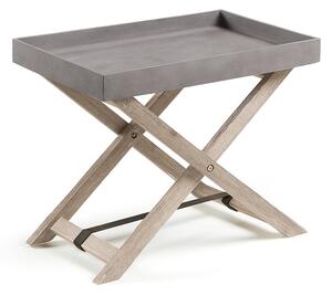 Szary stolik składany z drewna akacjowego Kave Home Stahl
