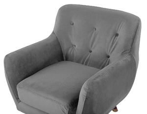 Fotel siedzisko do salonu krzesło retro pikowany welurowy szary Bodo Beliani