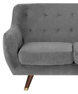 Sofa trzyosobowa kanapa retro pikowana tapicerowana welurowa szara Bodo Beliani