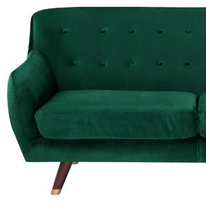 Sofa trzyosobowa kanapa retro pikowana tapicerowana welurowa zielona Bodo Beliani