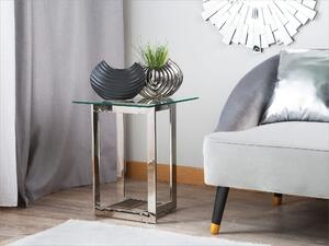 Stolik pomocniczy glamour szklany blat metalowa srebrna rama Crystal Beliani