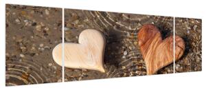 Obraz - Drewniane serca (170x50 cm)