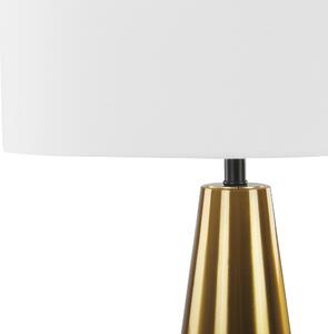 Lampa stołowa nocna metalowa 60 cm lniany klosz beż złoto Sandon Beliani